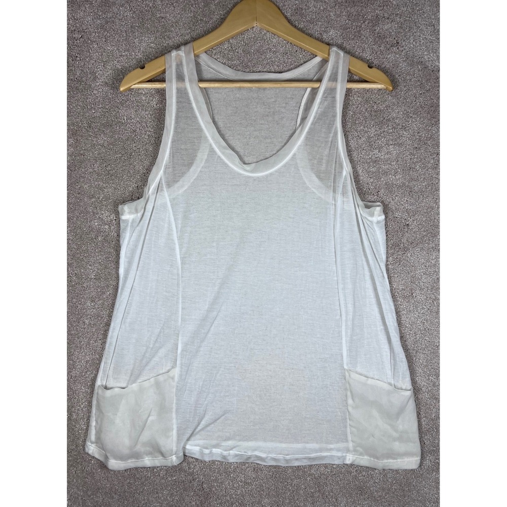Splendid White Tank Top Sleeveless Silk Blend BOHO Layering Women L Cottage Y2K‎